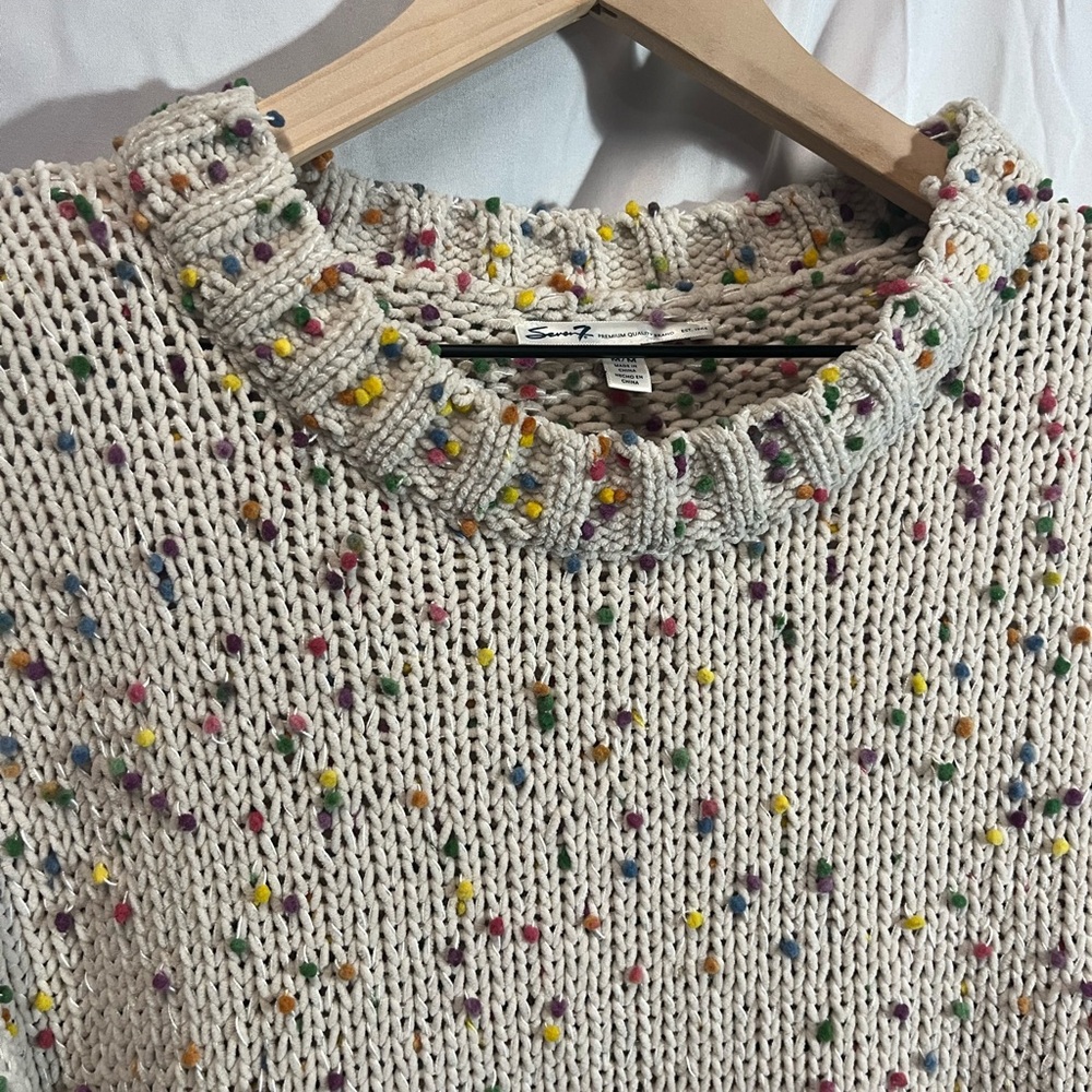 Seven7 Women's Confetti Pom Pom Speckled Sweater - Picture 5 of 12